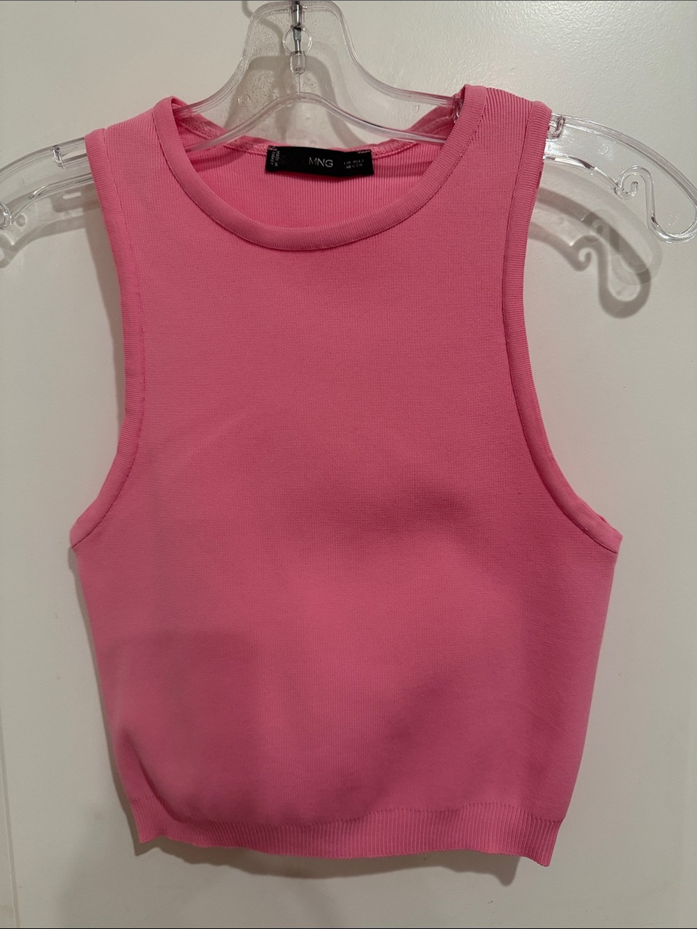 MNG Bright Pink Ribbed Knit Tank - size S